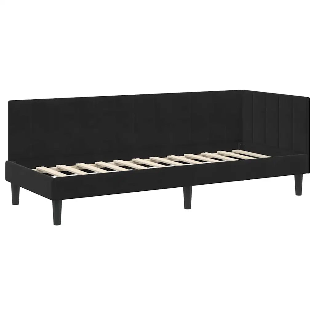 Struttura Letto Angolare con Materasso 2 pcs Nero Velluto