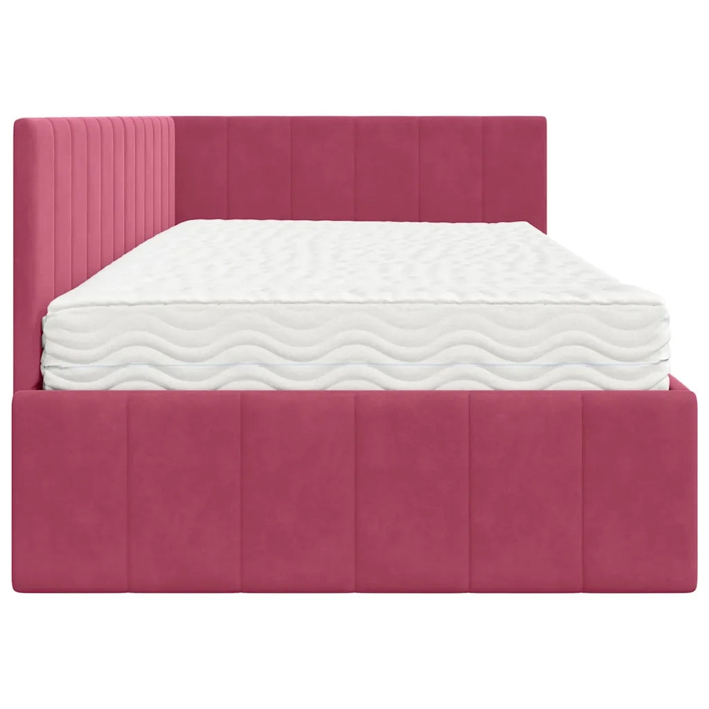 Struttura Letto Angolare con Materasso 2 pcs Verde Velluto 3393872
