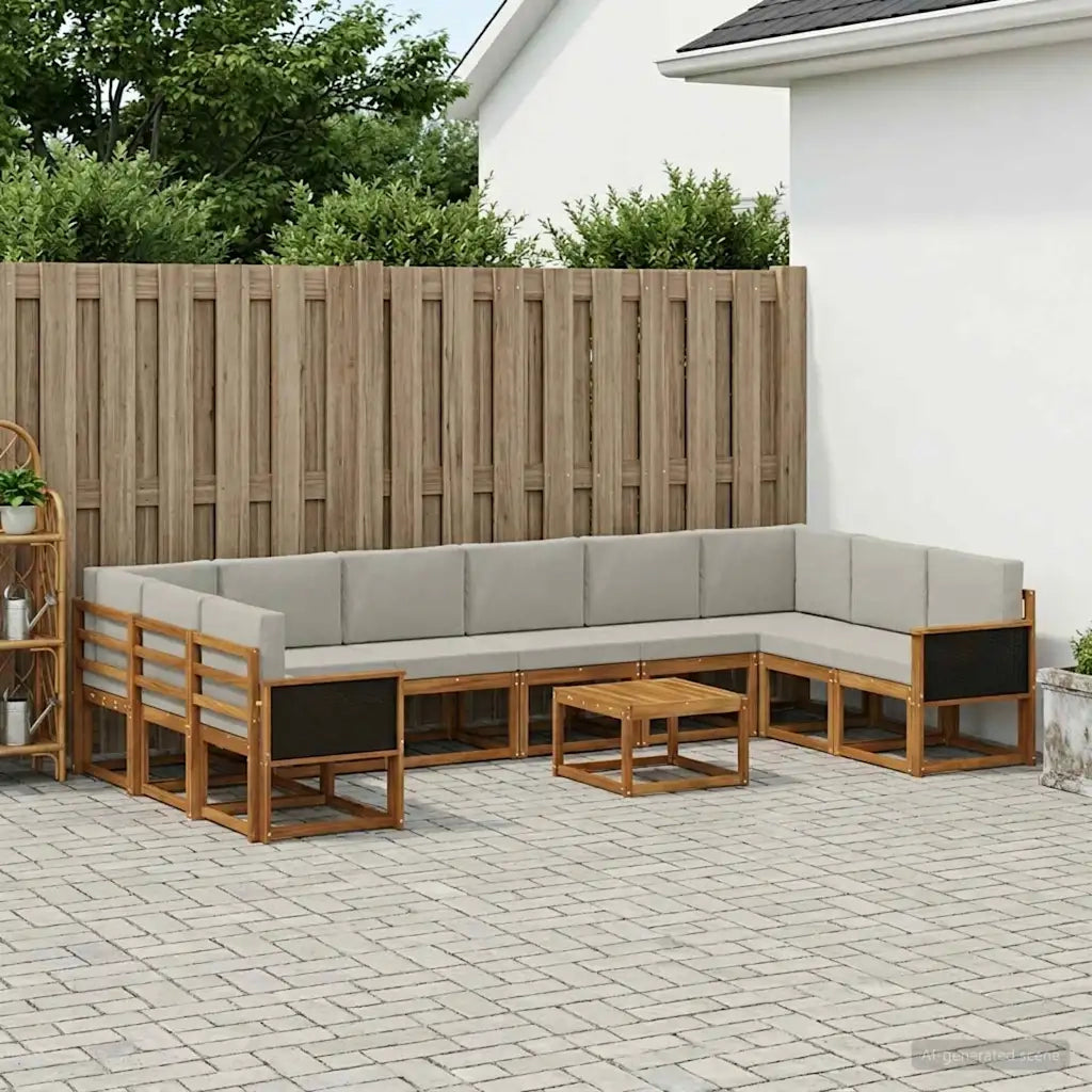 Set di divani da esterno 11 pcs Naturale e Grigio Chiaro 3385582