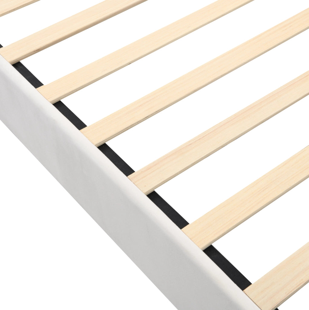 Letto imbottito multifunzionale 90x200 cm con rete a doghe, beige