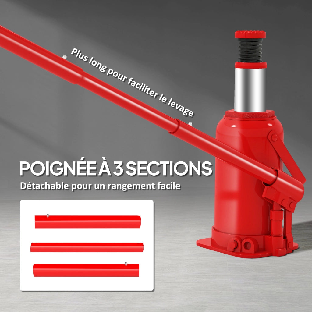 Cric a Bottiglia Idraulico 12 Tonnellate ¨C Zephmum ¨C Rosso, Lunghezza Maniglia 19-37 cm