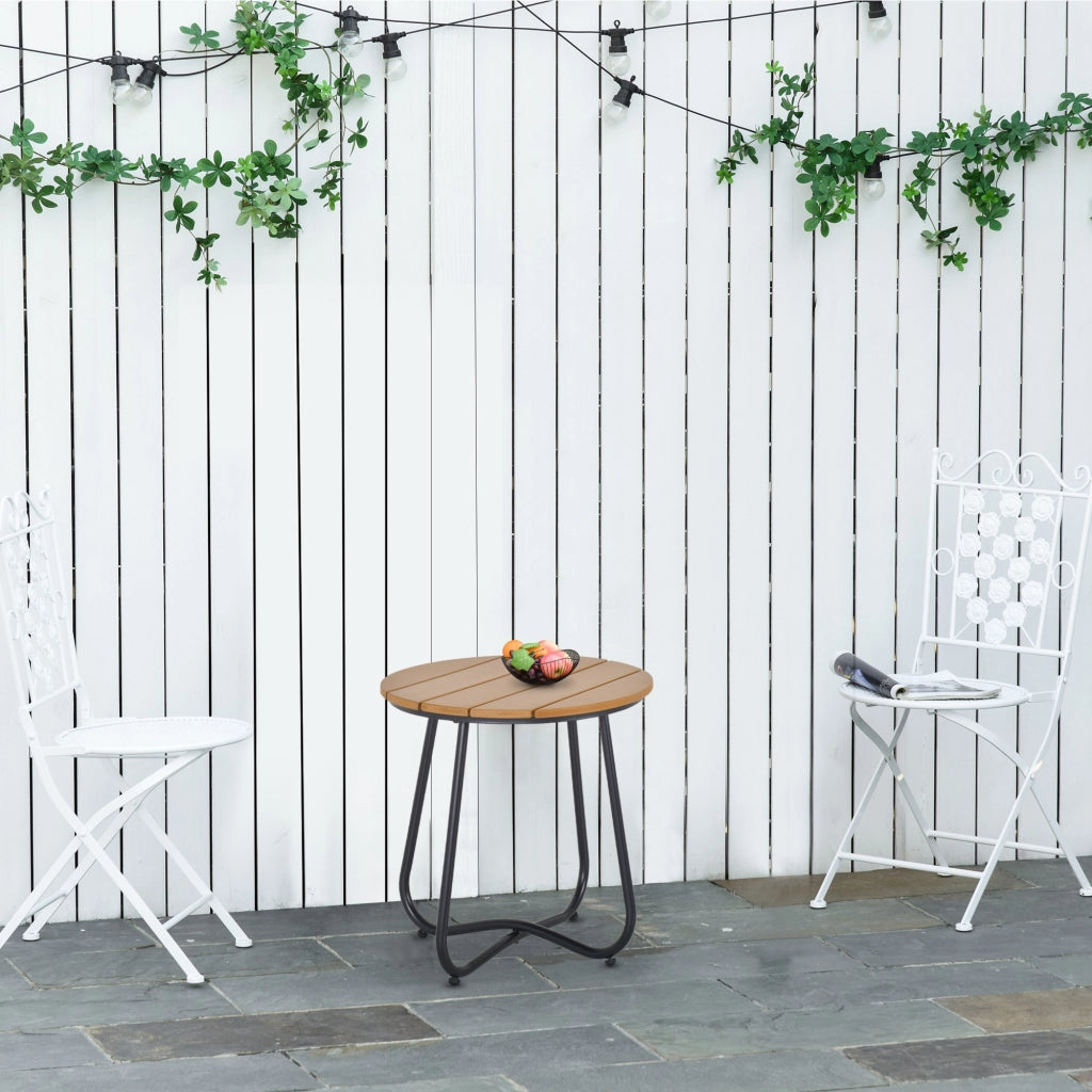 Tavolino da giardino rotondo in legno con gambe regolabili ¨C zephmum ¨C ?49x48 cm nero