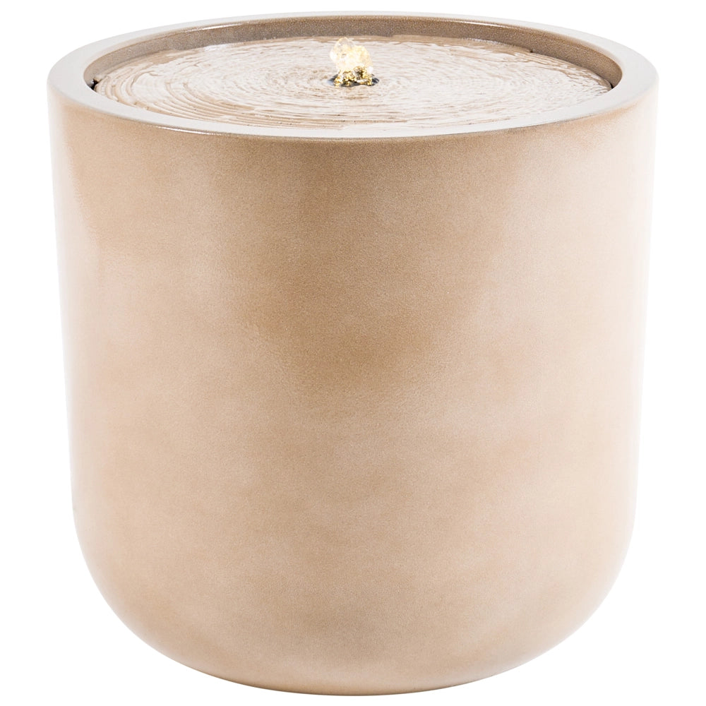 Fontana da Giardino con Illuminazione LED Funzionamento Elettrico in Resina Beige Design Moderno