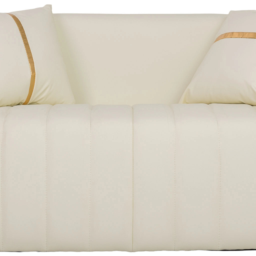 Divano in ecopelle beige 137x72x76h cm