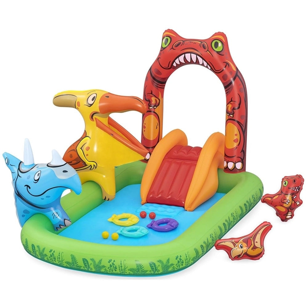 Trade Shop - Parco Giochi Acquatico Jurassic Splash Piscina Gonfiabile Da Esterno Per Bambini 53160 -
