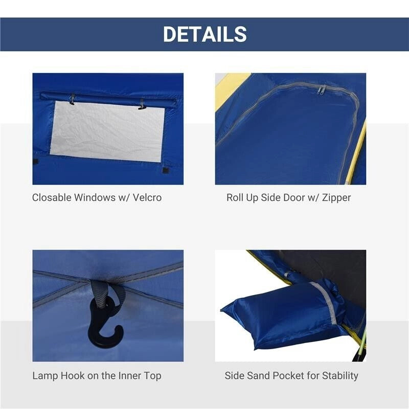 TENDA POP UP CON FINESTRE TRAFORATE E PORTA RICHIUDIBILE 220 X 173 X 120 CM