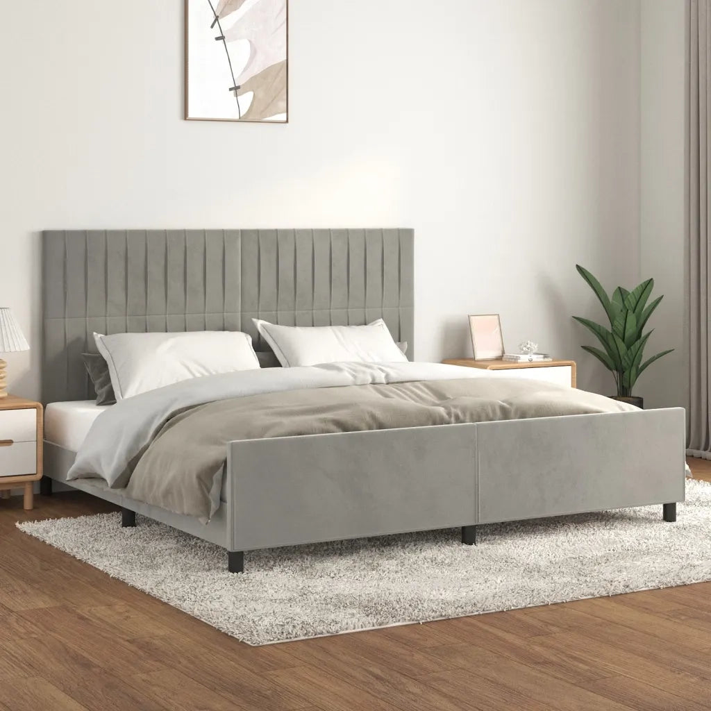 Giroletto senza Materasso-Struttura Letto Grigio Chiaro 200x200 cm Velluto 409051