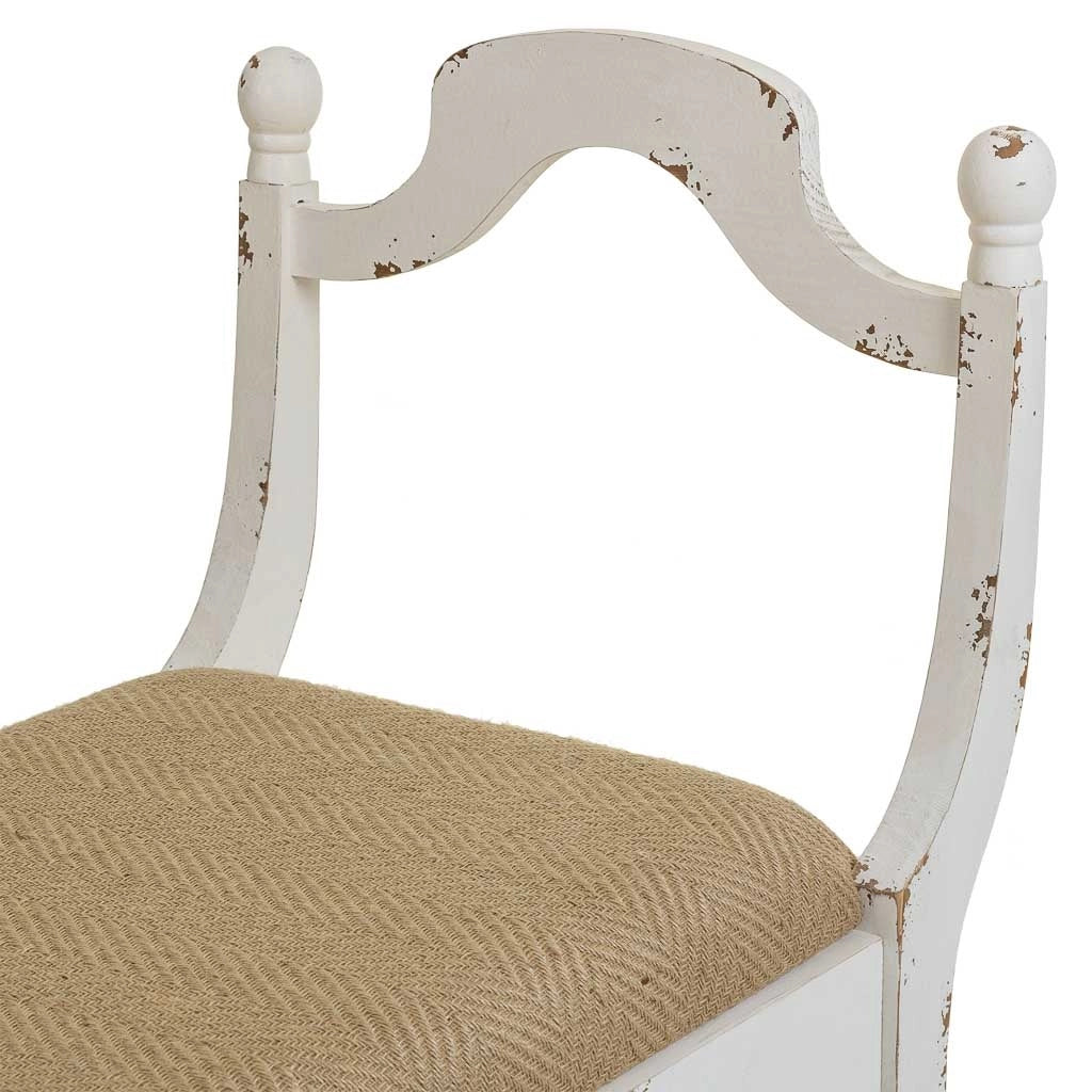 Sgabello imbottita in legno bianco 90x45,5x78h