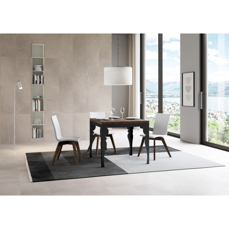Tavolo apribile 90x90/180 cm Paxon Libra telaio Antracite - Noce