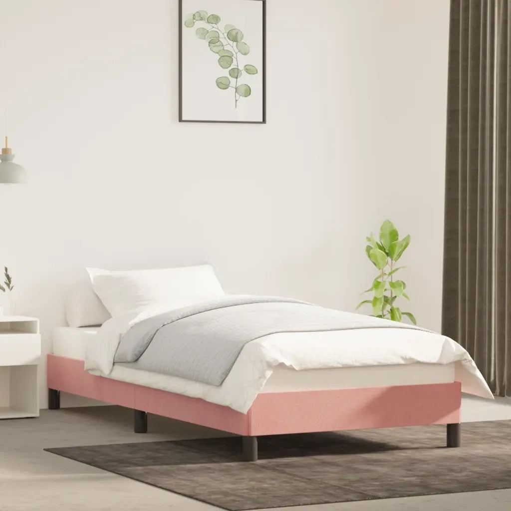 Letto singolo | Letto per adulti | Giroletto Rosa 80x200 cm in Velluto