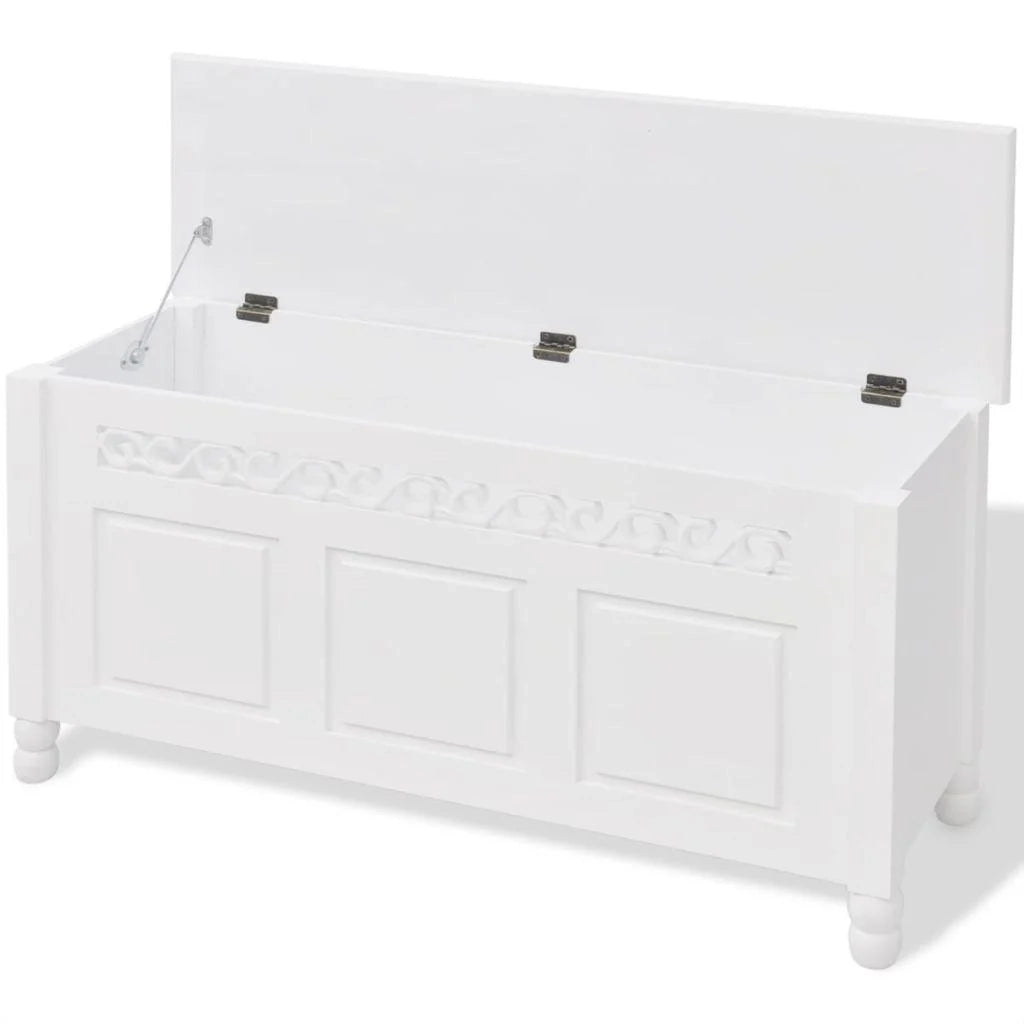 Pouf/sgabello/panca contenitore/mobile in stile barocco bianco 3002032