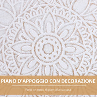 Tavolino Basso Ø40x40,5 cm in Legno e MDF Bianco