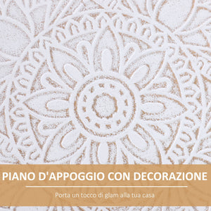 Tavolino Basso Ø40x40,5 cm in Legno e MDF Bianco