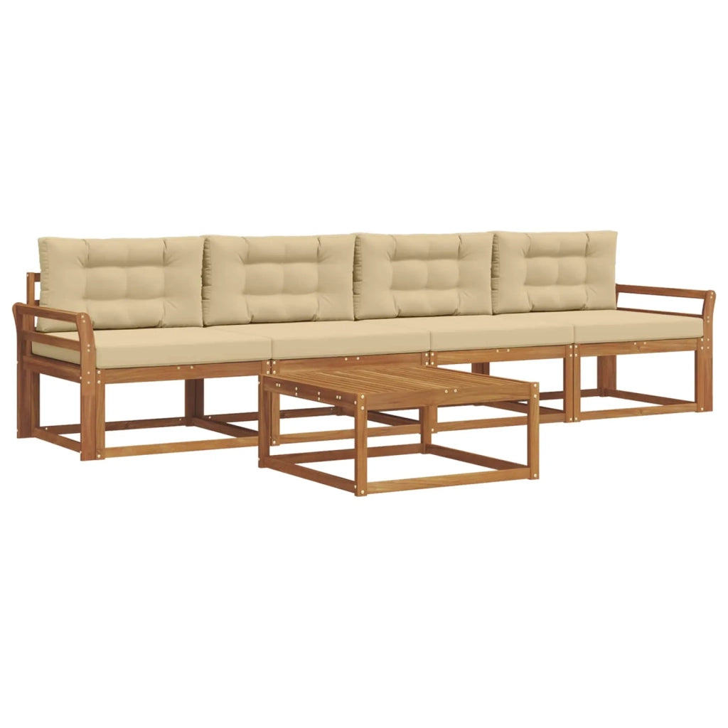 Set di divani da esterno con cuscino 5 pcs Naturale e Beige