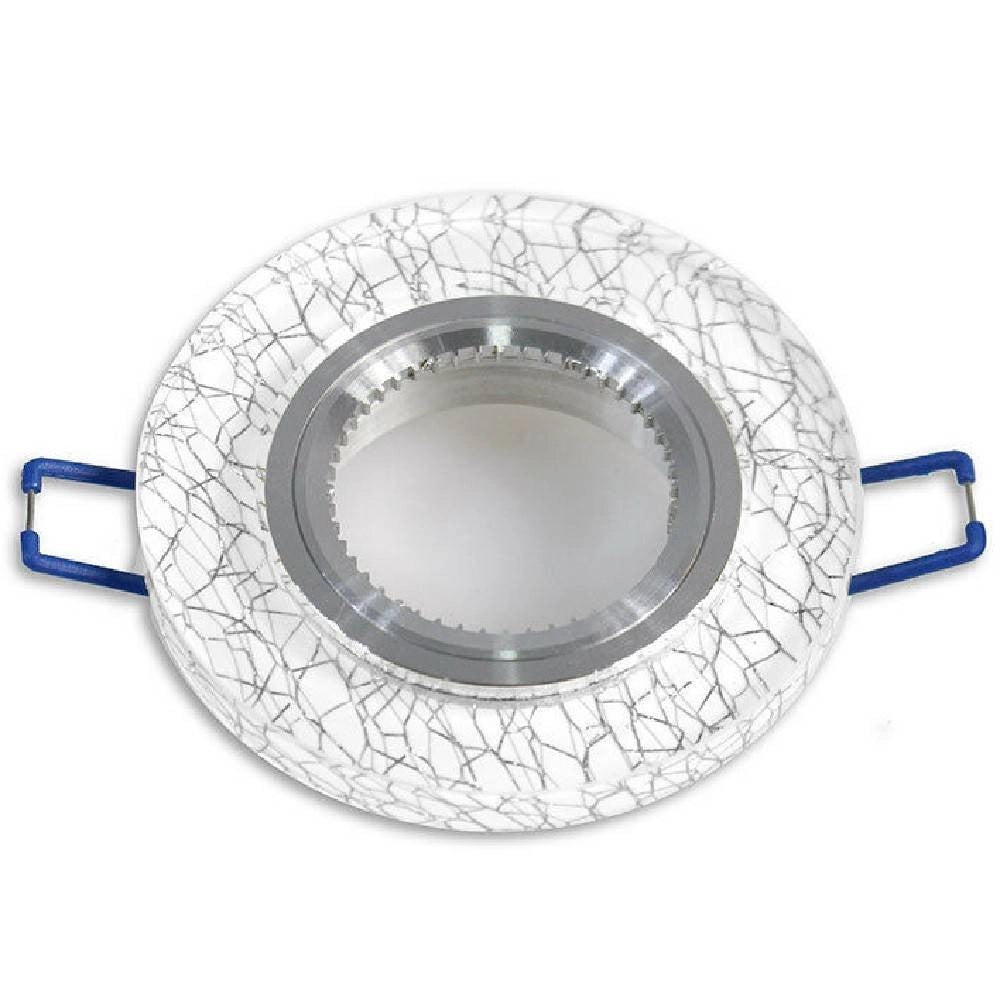 Trade Shop - Porta Faretto Incasso Per Faretto Tondo Vetro Bianco Venature Oro Argento P15 - Argento