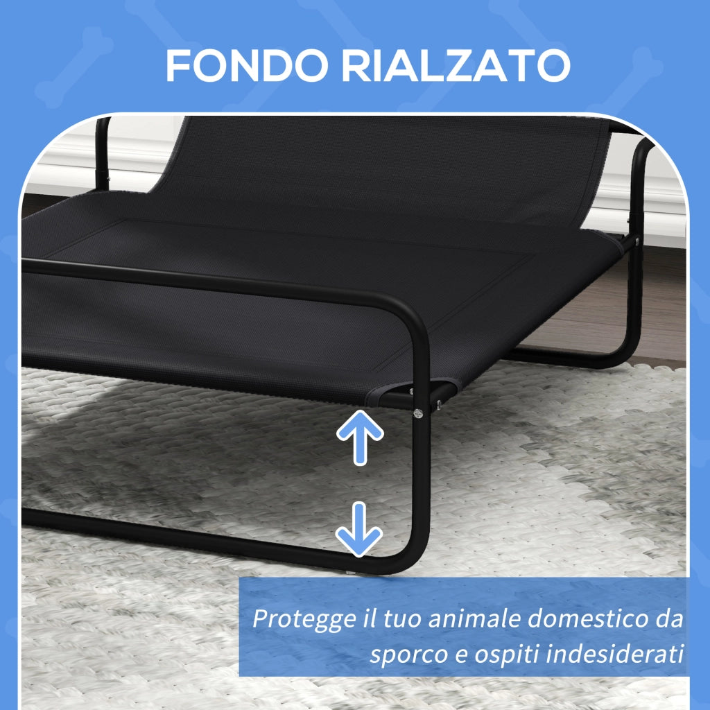 Lettino per Cani Rialzato con Poggiatesta ¨C zephmum ¨C 106x81x33 cm Nero