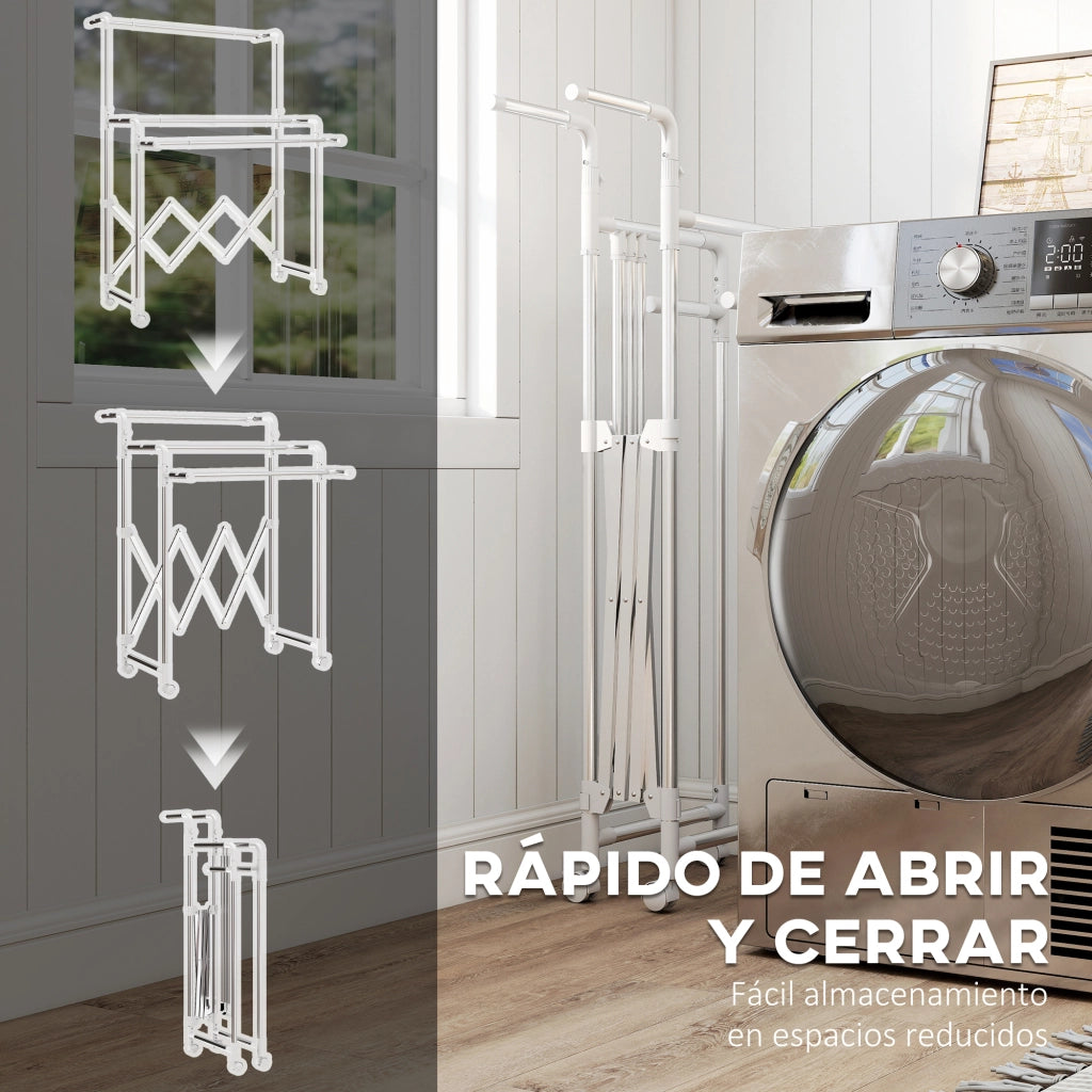 Tenditoio Pieghevole 3 Livelli ¨C Zephmum ¨C Acciaio Inox 4 Ruote Regolabili