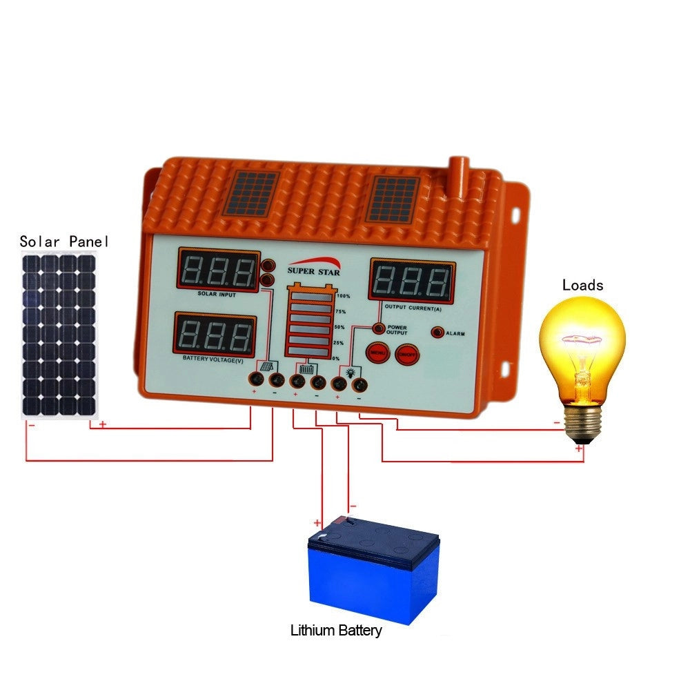 Trade Shop - Regolatore Di Carica Per Pannello Solare 12-24v 50 60a Controller Per Ricarica -     -50 Ampere  -
