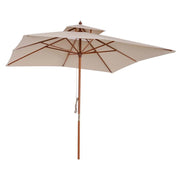 OMBRELLONE PARASOLE DOPPIO TETTO DA GIARDINO 3 X 3 M CREMA BAMBÙ