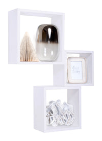 Set 3 Mensole da Parete Cubo in Fibra di Legno Incubo Bianco