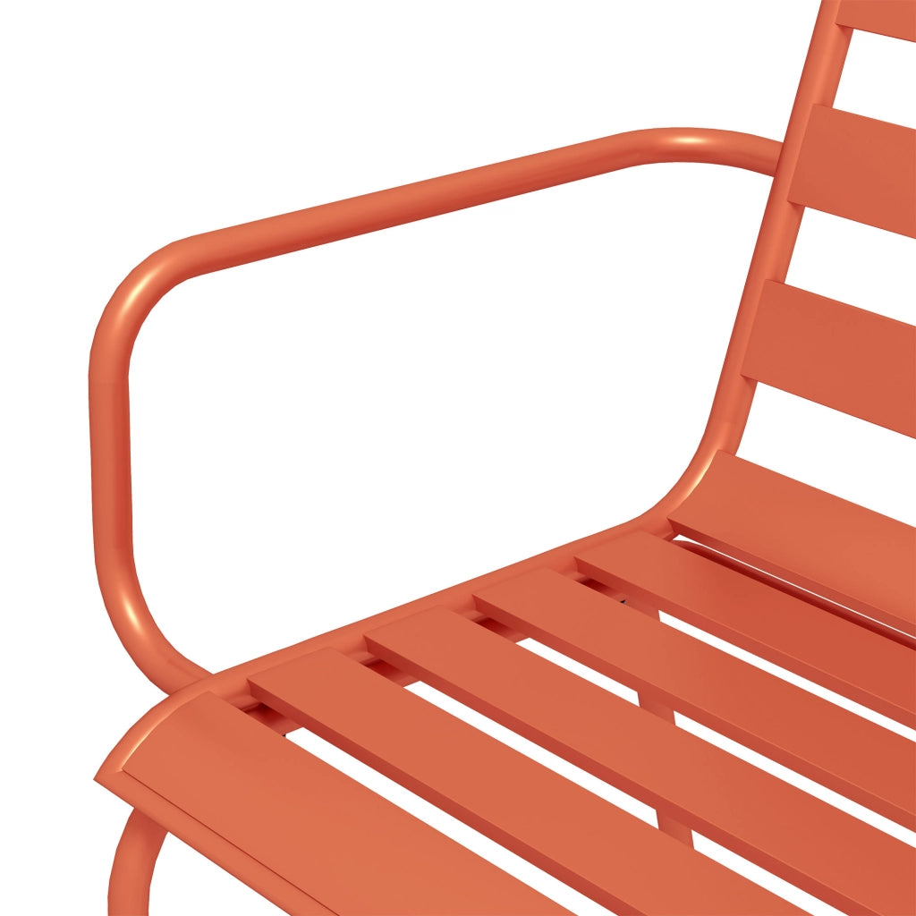 Set da pranzo da giardino 7 pezzi ¨C zephmum ¨C tavolo e 6 sedie impilabili in acciaio rosso