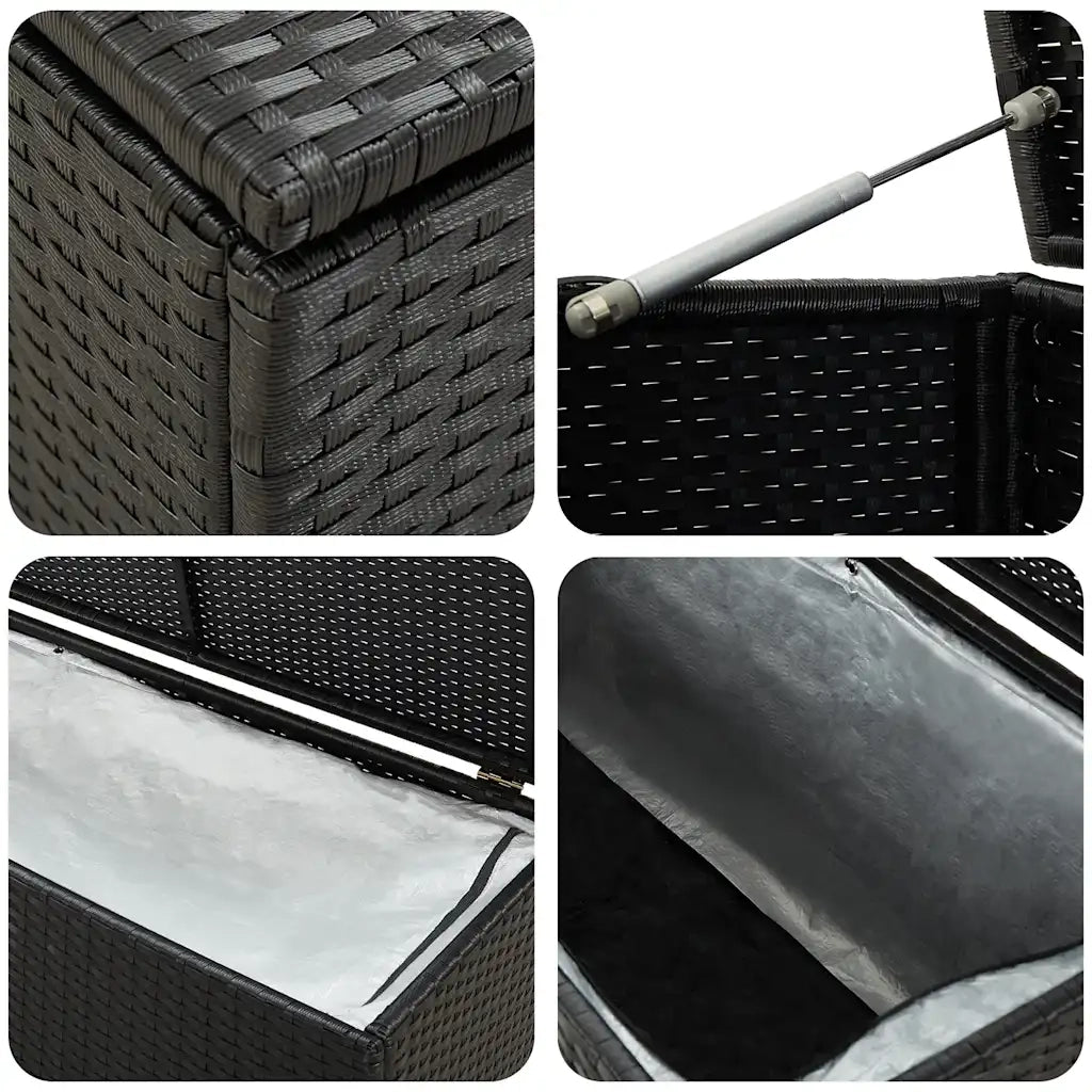 Baule da Giardino in Polyrattan 200x50x60 cm Nero CFW8499067