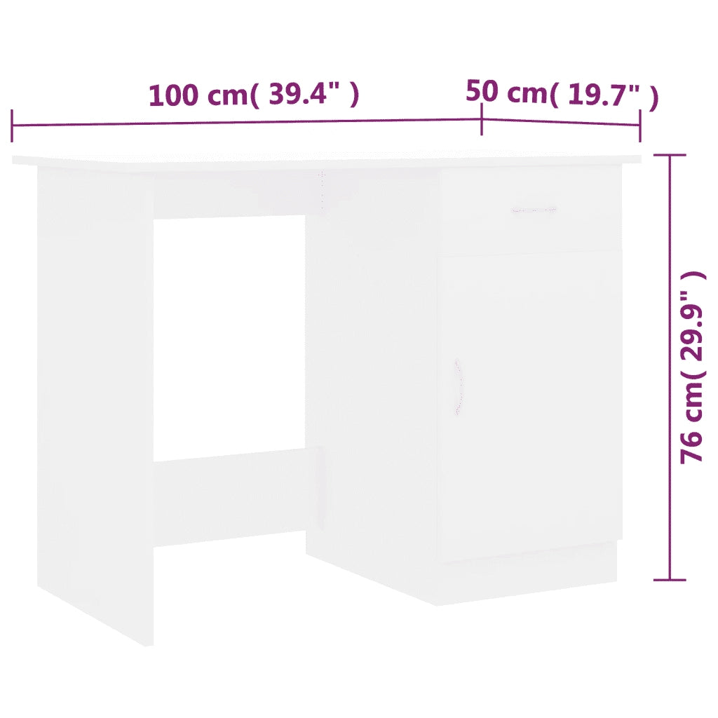 Scrivania | Tavolo da Ufficio Bianca 100x50x76 cm in Legno Multistrato