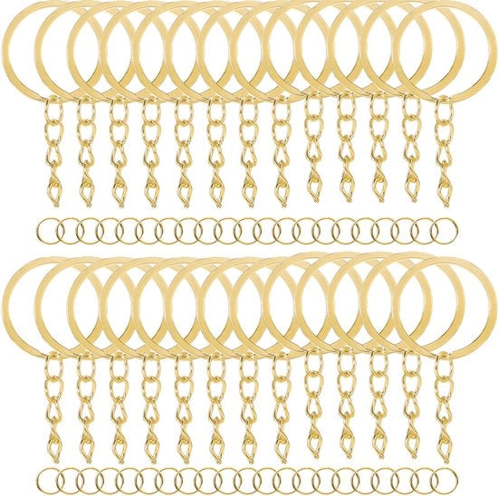 150 pezzi di anelli di chiave, 28mm, set di anelli di chiave, anello di chiave con catena, adatto per anelli di chiave e oggetti di riciclaggio, accessori per fai da te, gioielli in oro