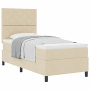 Letto a molle con materasso Crema 100 x 200 cm Tessuto 3339446