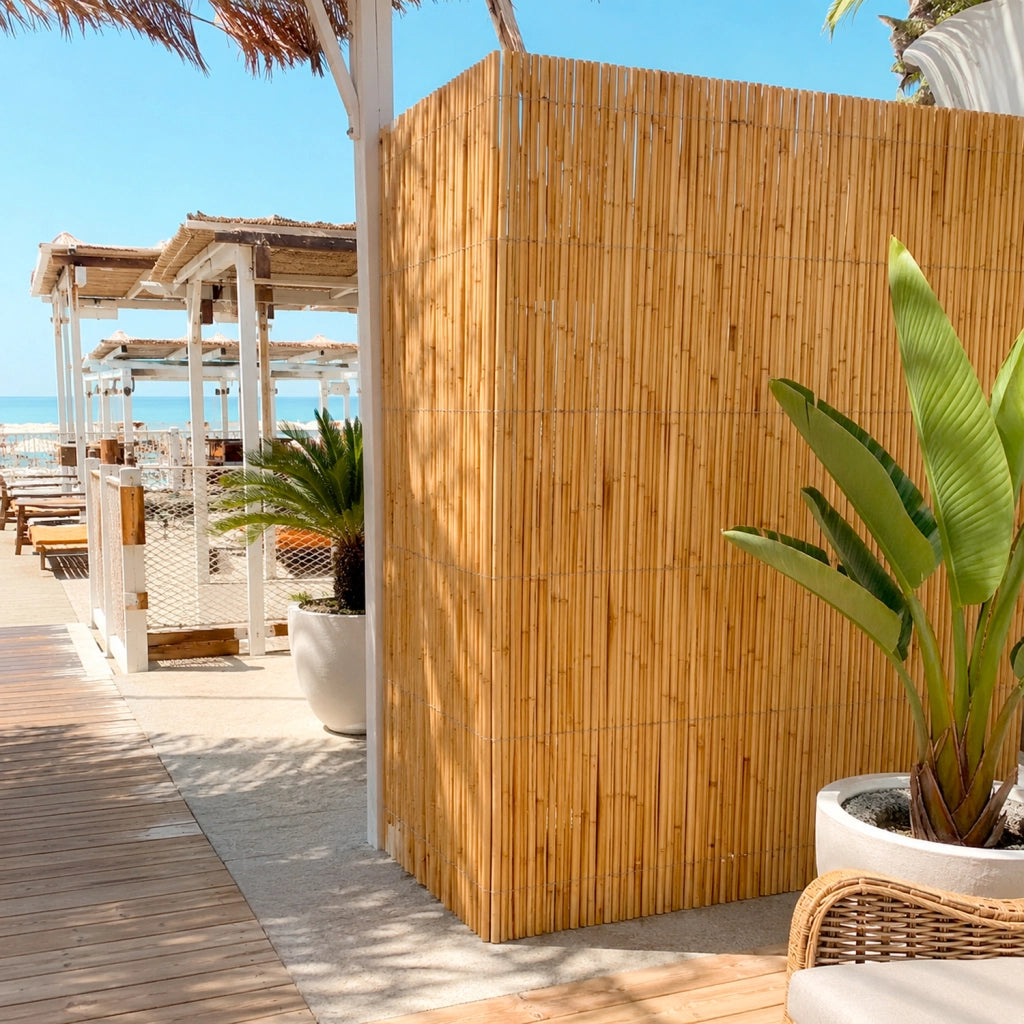 Arella In Bamboo Naturale A Canna Spaccata Per Recinto Privacy E Frangivista Da Giardino Balcone Terrazza Con Filo Metallico 1.5 x 3 Metri