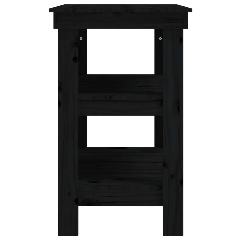 Banco da Lavoro Nero 78,5x50x80 cm in Legno Massello di Pino 823643