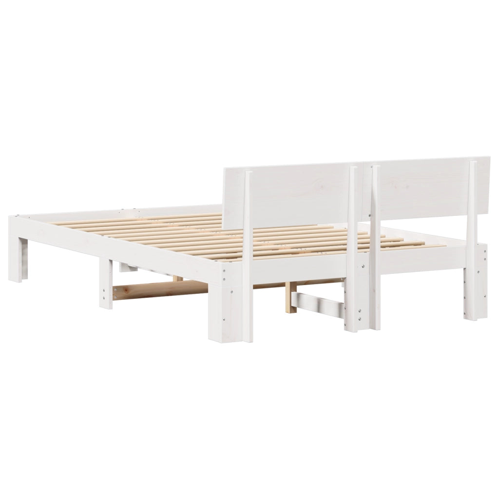 Struttura Letto con Testiera Bianca 120x200 cm Legno Massello di Pino