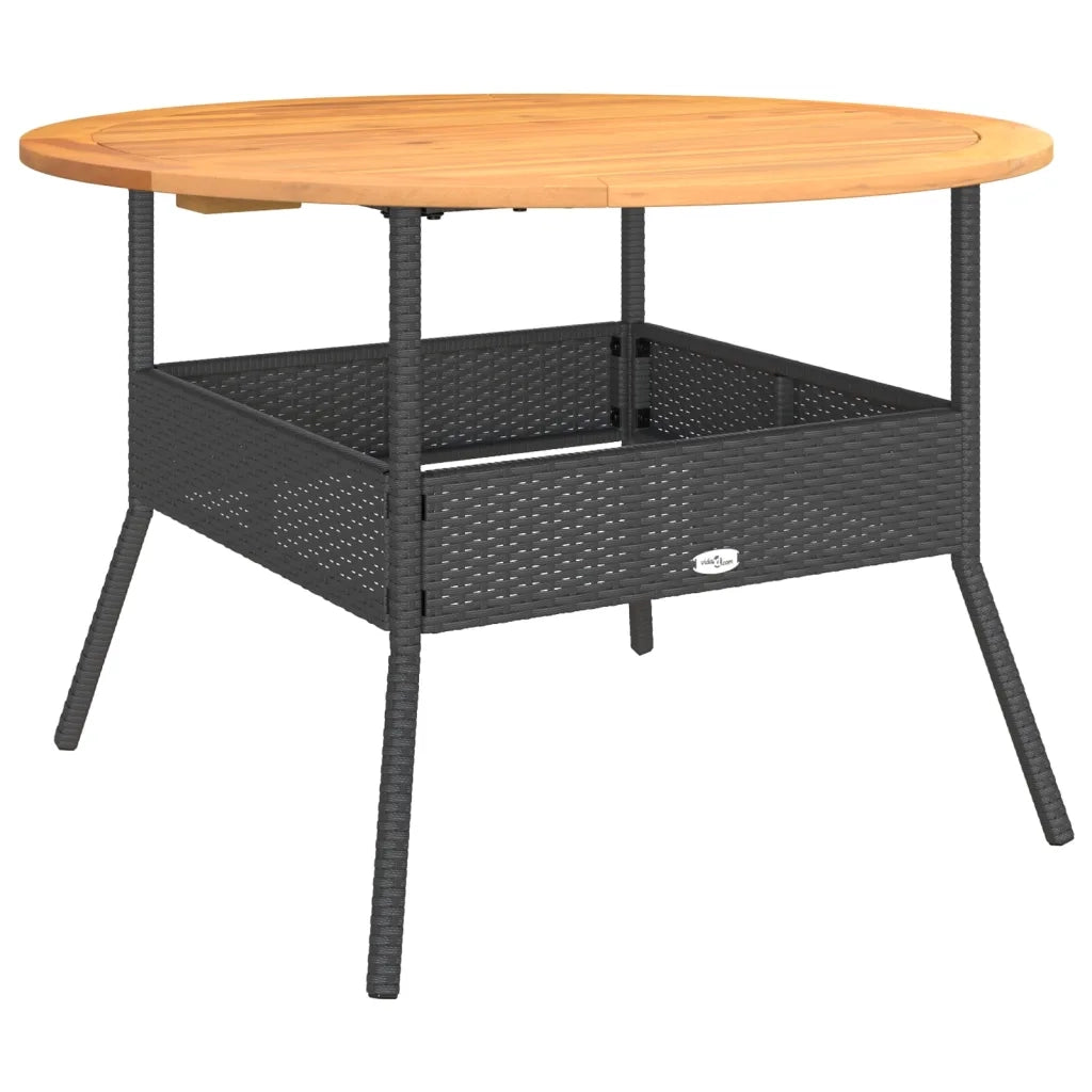 Tavolo Giardino Piano Legno Acacia Nero Ã˜110x71 cm Polyrattan