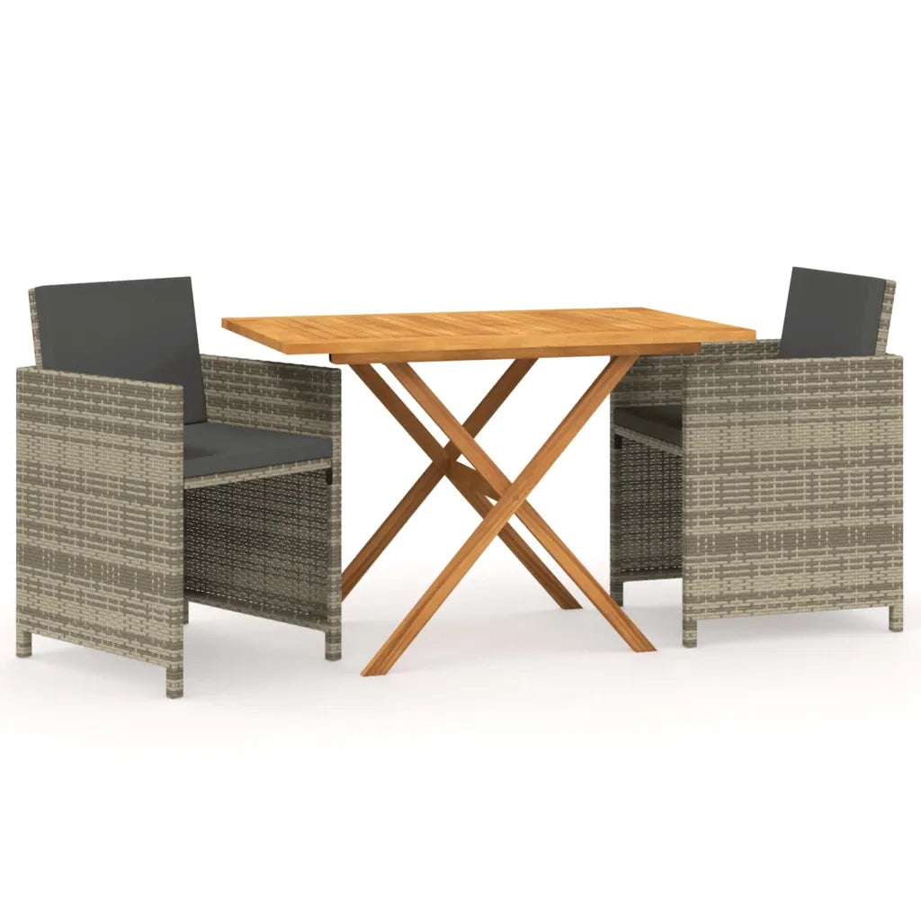 Set da Pranzo per Giardino 3 pz con Cuscini Grigiocod mxl 117403
