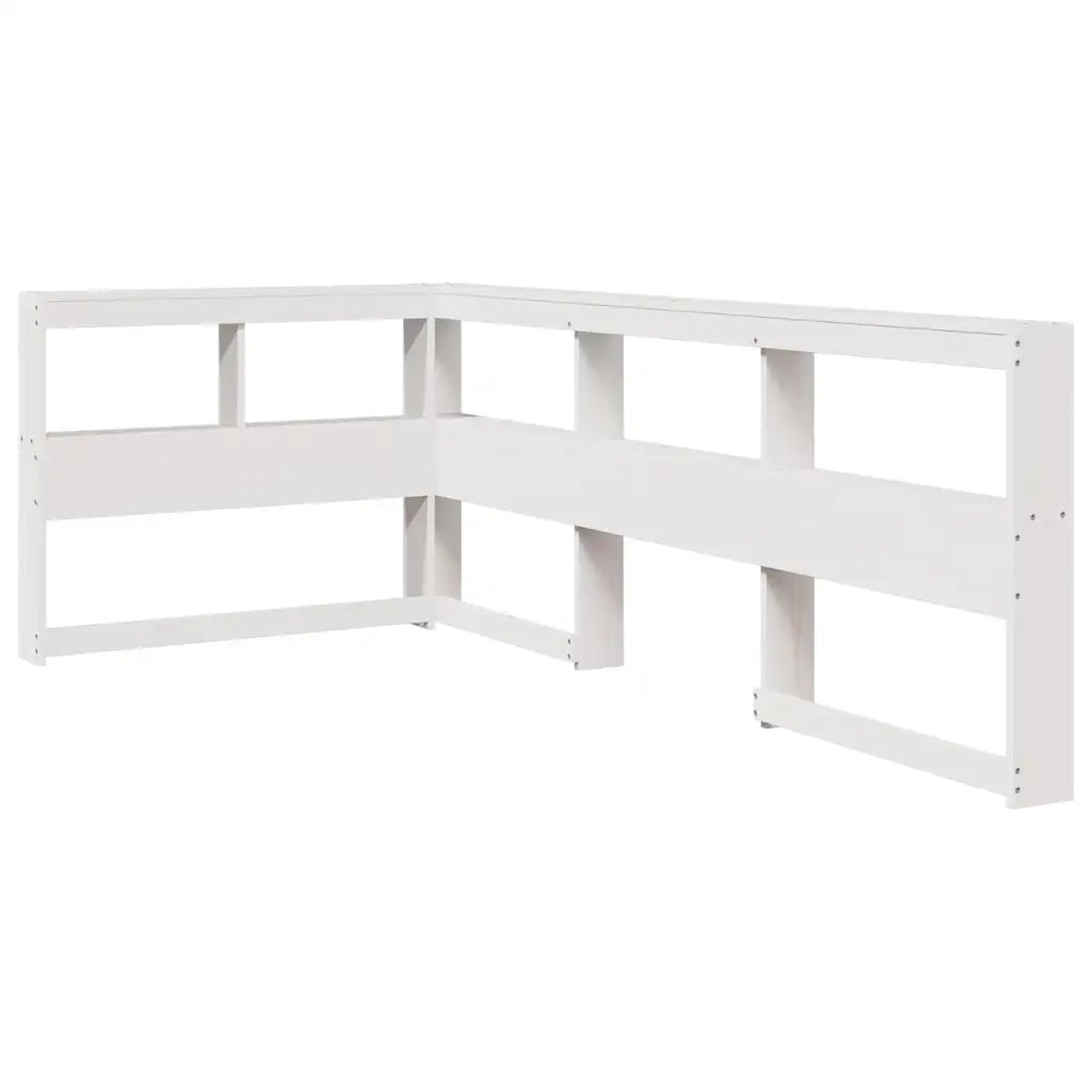Testiera Libreria a L Bianca 80 cm in Legno Massello di Pino