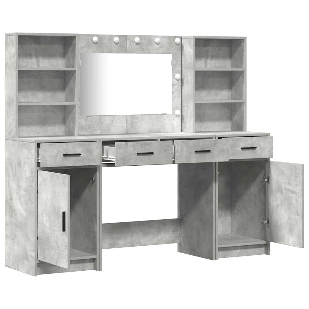 Set da tavolo da trucco con LED con porta 3 pcs Grigio cemento 3334284