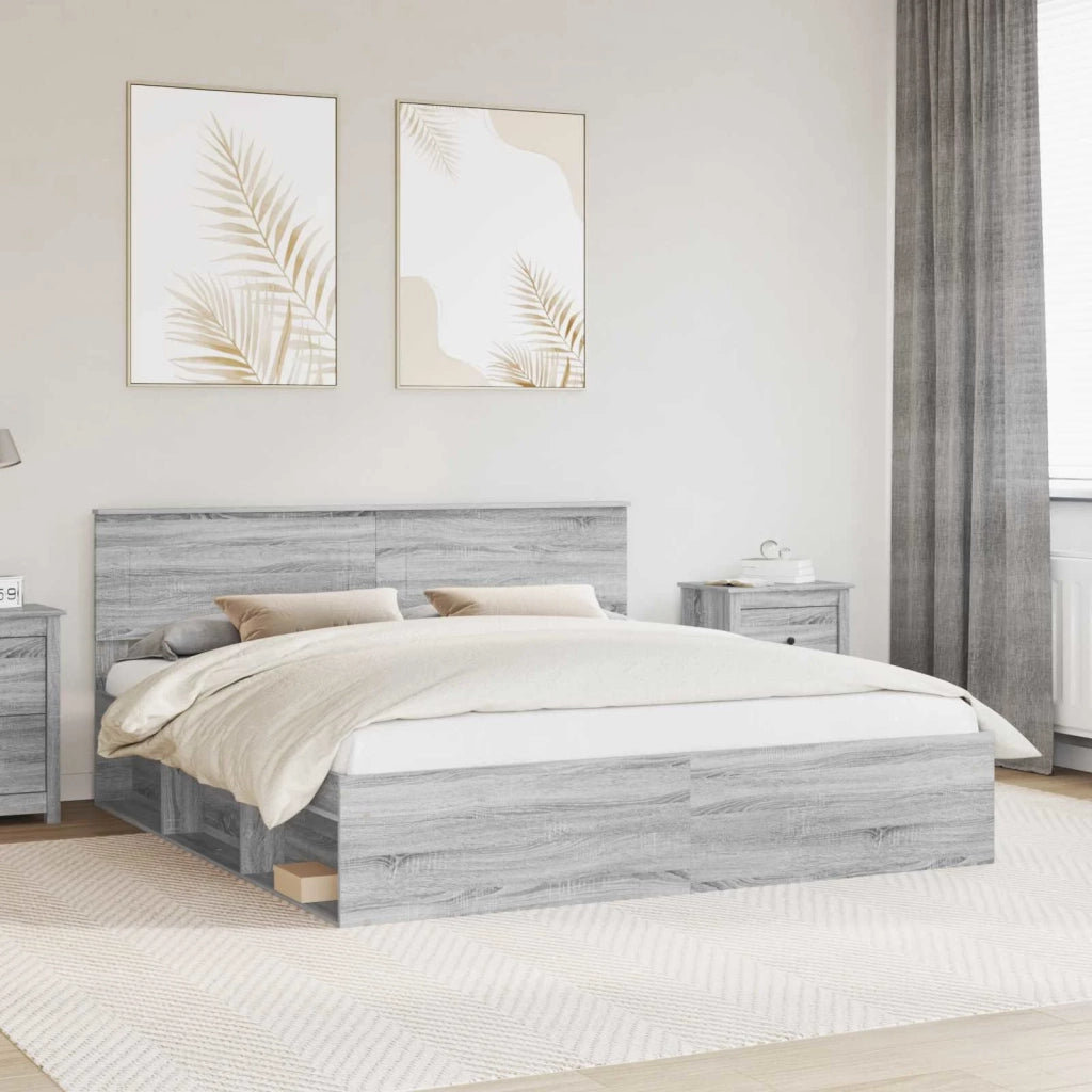 Struttura del letto con testiera Grigio Sonoma 200 x 200 cm