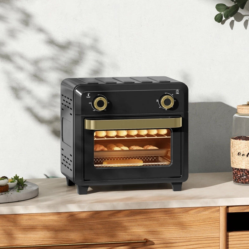 Mini forno con convezione, friggitrice ad aria, timer, luce interna, 10 litri, nero