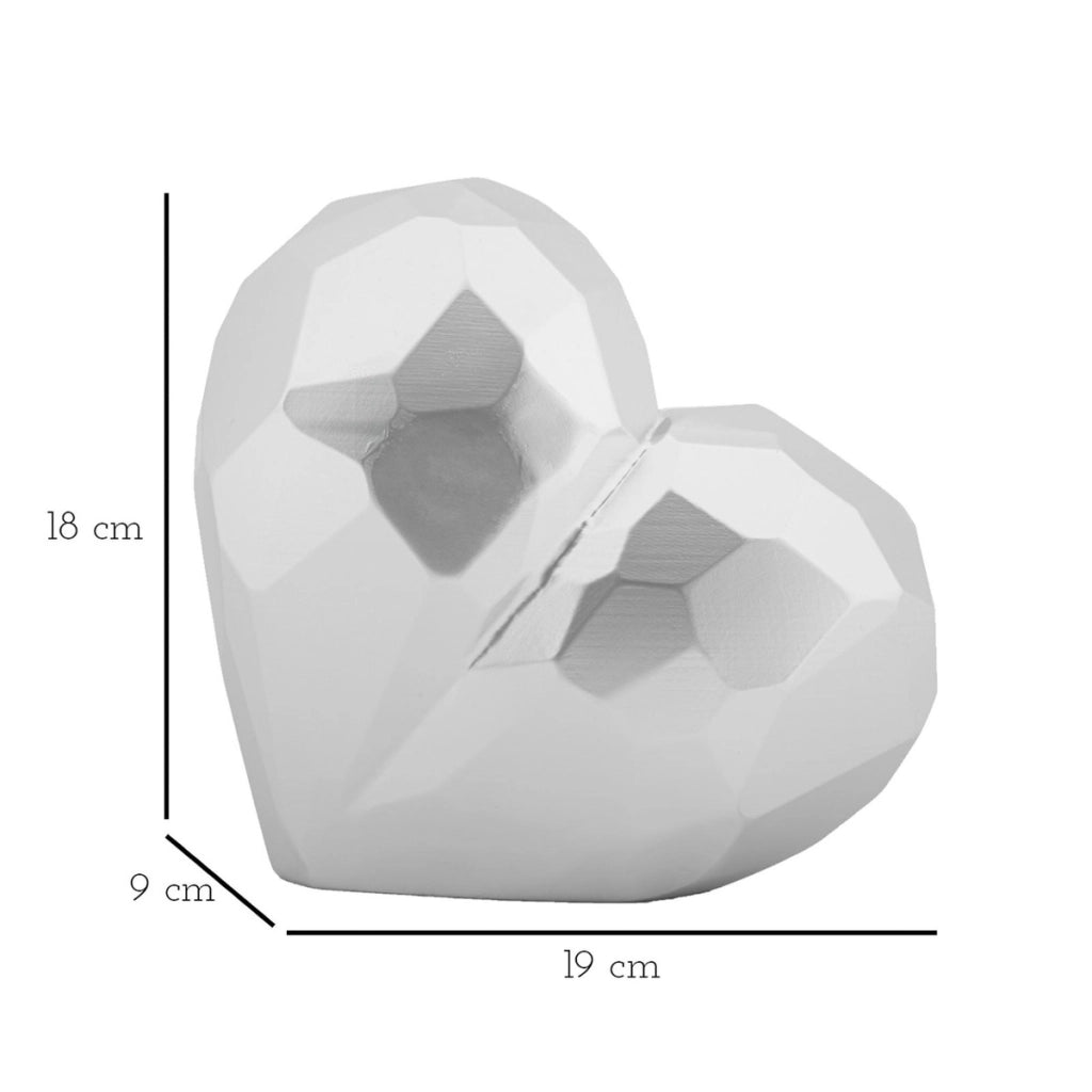 Vaso Decorativo Cuore, Argento, Poliresina, 18x19x9 cm