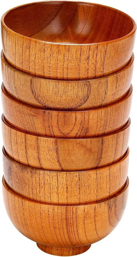 Servizio da tavola in legno - 6 pezzi per zuppa, dip, caffè, decorazione - set di posate da cucina con ciotola