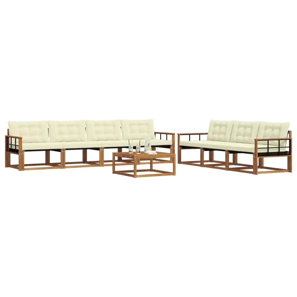 Set di divani da esterno con cuscino 8 pcs Naturale e Crema 3369269