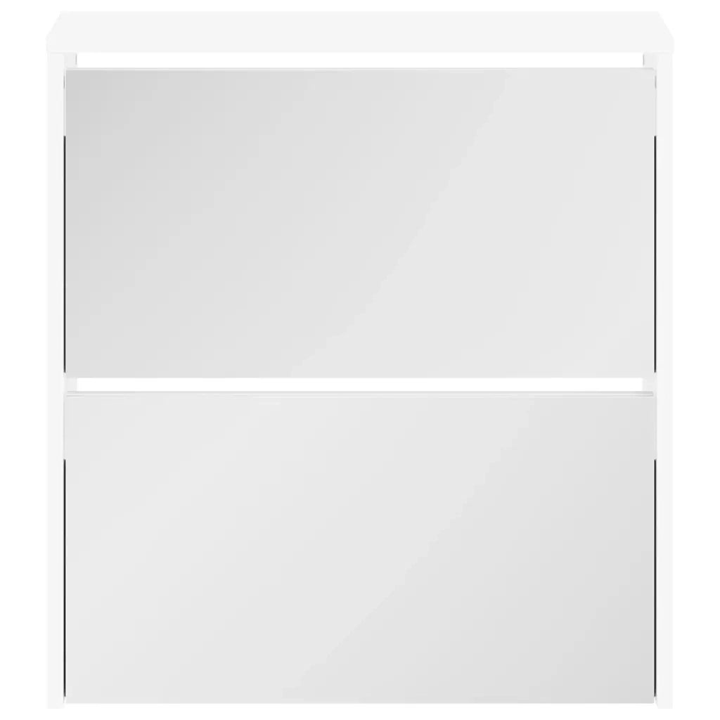 Scarpiera a 2 Strati con Specchio Bianca 63x17x67 cm cod mxl 50388