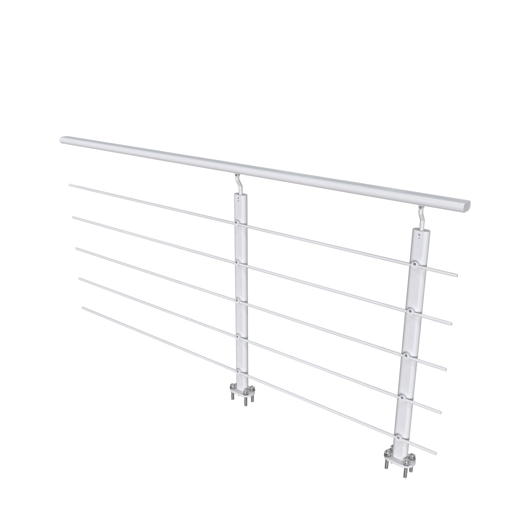 Ringhiera Parapetto in Alluminio Argento Opaco 200x100cm a Fissaggio a Pavimento, con supporto di collegamento a Parete