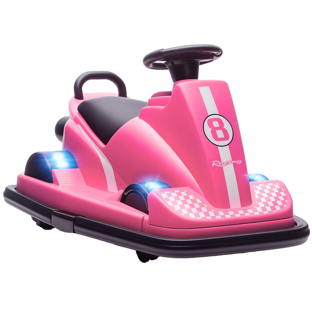 Autoscooter per Bambini 360¡ã Rotante con Luce LED e Musica ¨C zephmum ¨C Rosa 3-8 Anni