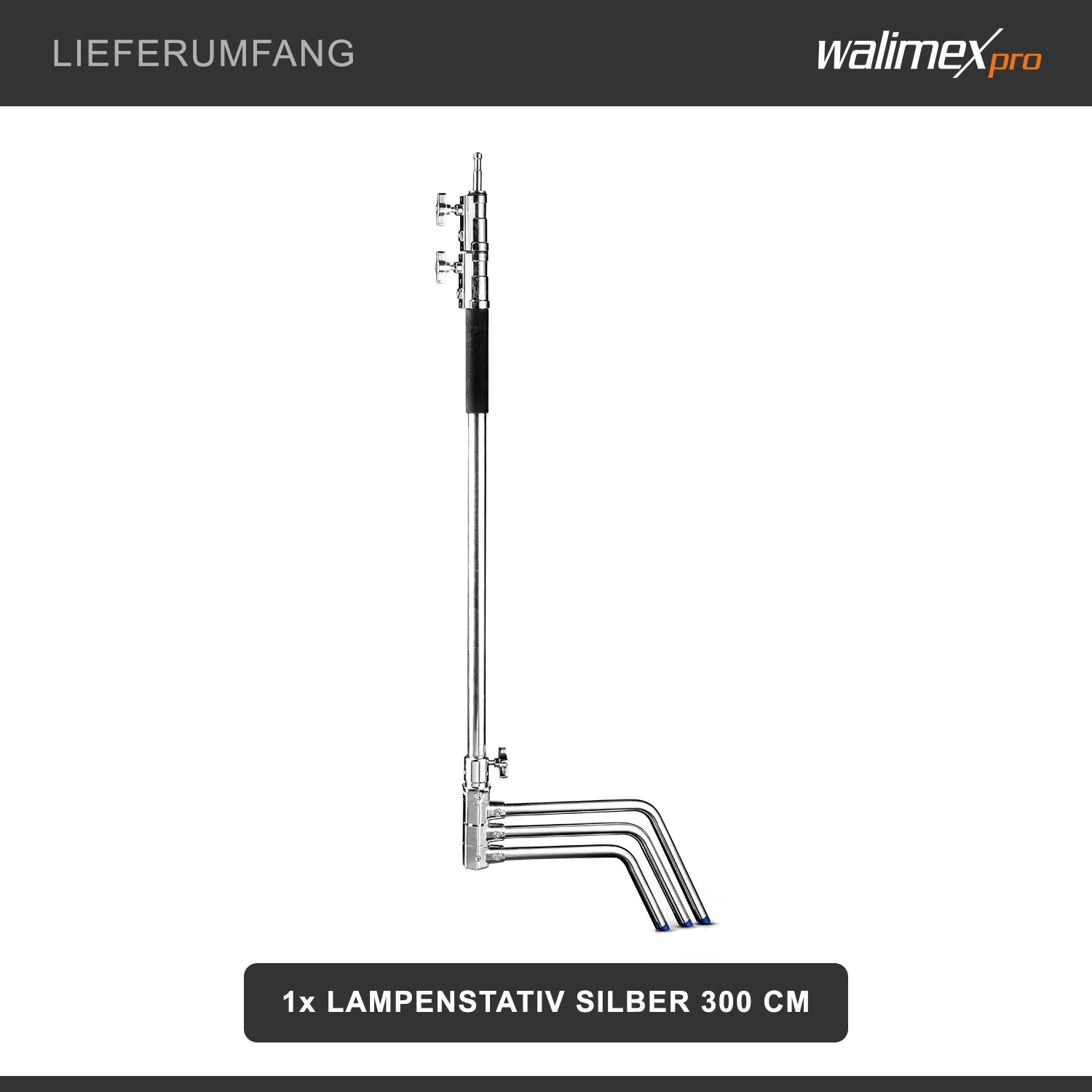Extreme 20 C-Stand per fotografia, Stativo per luci fotografiche flash da studio 300 cm / 118" 750x750x3000 mm, max 20 kg, con spigot 5/8", Treppiedi fotografico