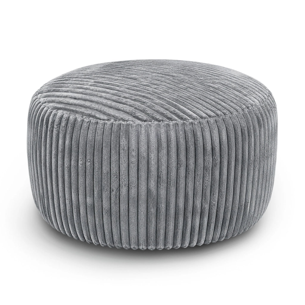 POLTRONA A SACCO Rotonda in Velluto a Coste Grigio Chiaro, 4 FT e 6 FT