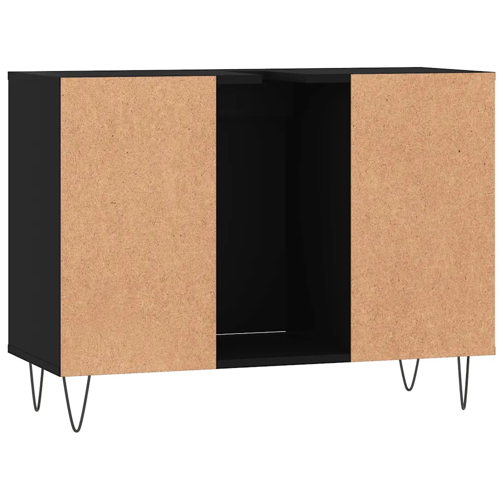 Mobiletto da bagno moderno con vano contenitore 80 x 33 x 60 cm in legno composito nero 02_0049057