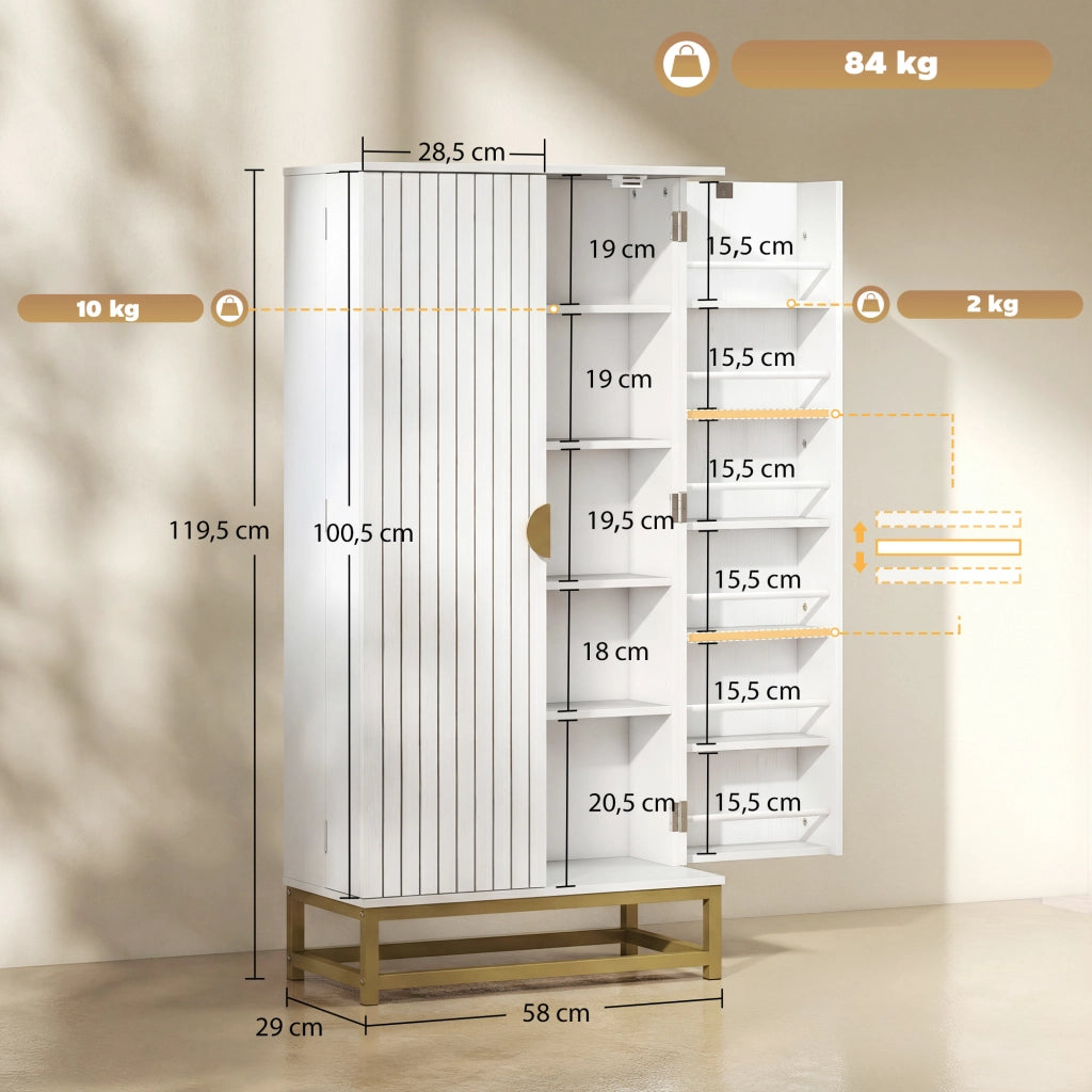 Armadio da cucina con ante e ripiani ¨C Zephmum ¨C Bianco 58x29x119,5cm