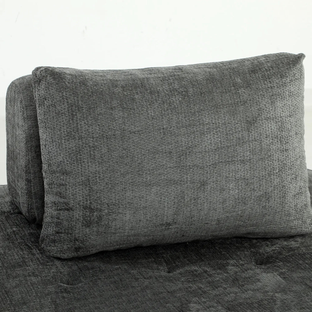 Poltrona letto convertibile 1 posto con cuscino e supporto trapezoidale in chenille grigio 97 × 97 × 70 cm