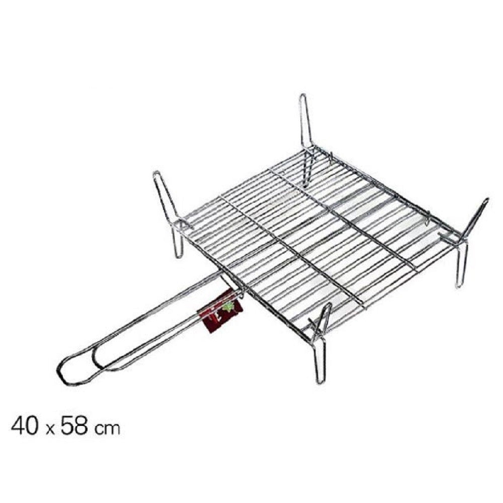 Trade Shop - Graticola In Acciaio Griglia Quadrata 40 X 58 Cm Ideale Per Barbecue Arrosto -